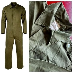 Vintage Military Jumpsuit Boilersuit Coverall Genuine European Olive Workwear